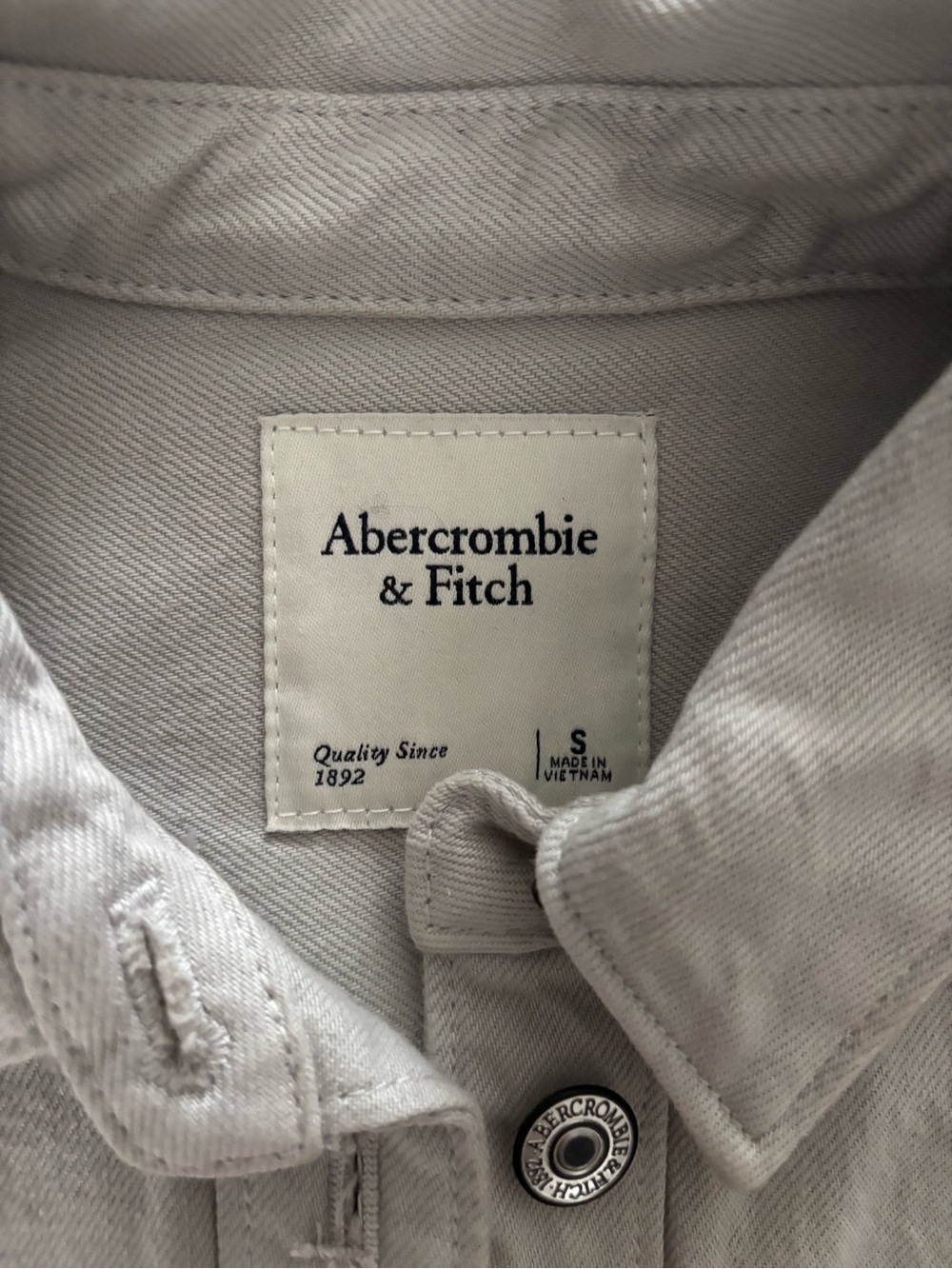 Abercrombie Light Gray Button-Up Denim Shirt Dress - Picture 3 of 3